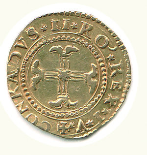 reverse: GENOVA - Dogi Biennali (1528-1797) - Doppia 1589; D/ Castello, sotto, 1589; R/ Croce fogliata - Peso g. 6,7 - Lun. 209. GENOVA - Dogi Biennali - Doppia 1589 R - AU - BB+/q.SPL 