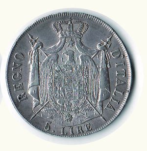 reverse: MILANO - Napoleone 5 lire 1807 - Cifre spaziate. Milano: Napoleone 5 lire 1807 RR - - - BB/q.SPL 
