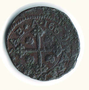 reverse: CAGLIARI - Carlo II (1665-1700) - 3 Cagliaresi 1669 - MIR 91/2. Cagliari: Carlo II ( 1665-1700) 3 Cagliaresi 1669 - - - - BB 