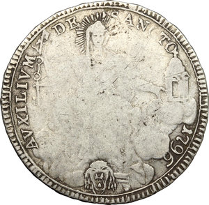 reverse: Roma.  Pio VI (1755-1791). 1/2 scudo Romano 1796