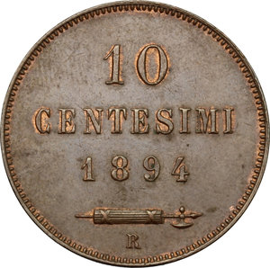 reverse: San Marino.  Prima Monetazione (1864-1906).. 10 centesimi 1894
