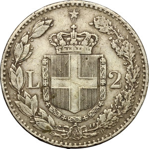 reverse: Umberto I (1878-1900).. 2 lire 1887