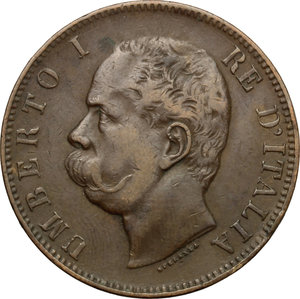 obverse: Umberto I (1878-1900).. 10 centesimi 1893