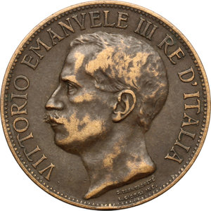 obverse: Vittorio Emanuele III (1900-1943). 10 centesimi 1911