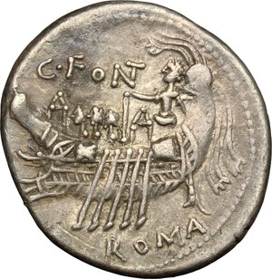 reverse: C. Fonteius. Denario, 114-113 a.C