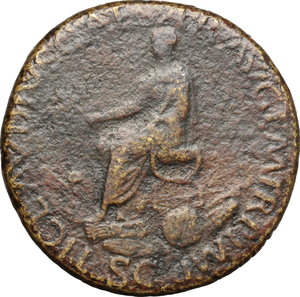 reverse: Nero Claudio Druso fratello di Tiberio, padre di Germanico e Claudio (deceduto nel 9 d.C.).. Sesterzio