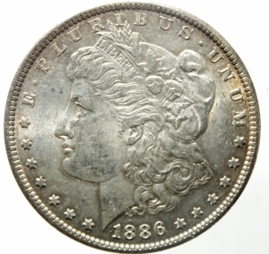obverse: Monete Estere. USA. Dollaro Morgan 1886. Peso gr. 26,80. Ag. FDC.Patina