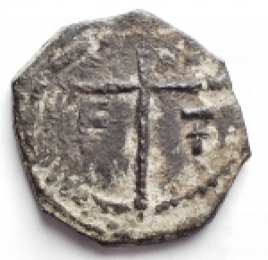 reverse: Varie - Antiochia. Tancredi (1101-1112). Follis. MPS 6 Schl. V,1. d/ Santo in piedi r/ Croce gr. 4,18 R. AE. MB-qBB. Patina scura