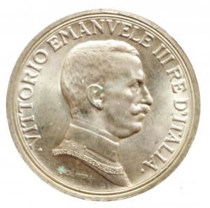 obverse: Casa Savoia. Vittorio Emanuele III. 1900-1943. 2 lire 1915. AG. Pag. 738. Mont. 155. qFDC. Segnetto sul ciglio.