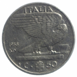 obverse: Casa Savoia. Vittorio Emanuele III. 50 Centesimi 1936 Impero anno XIV. BB