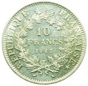reverse: Monete Straniere. Francia. 1965. Ag. 10 Franchi. FDC.§