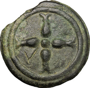 obverse: Etruria, uncertain mint.  Wheel/Wheel series.. AE Cast Quadrans, 3rd century BC