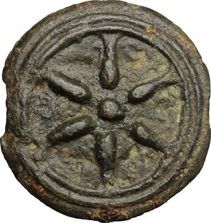 obverse: Etruria, uncertain mint.  Wheel/Anchor series.. AE Cast Semis, 3rd century BC