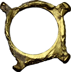 reverse: Gaul.  Uncertain Tribe. . Quadrangular AV ring-money, 2nd century BC