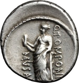 reverse: Q. Pomponius Musa.. AR Denarius, 66 BC