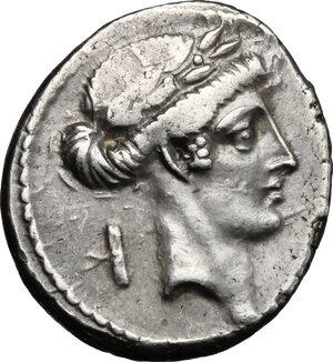 obverse: Q. Pomponius Musa.. AR Denarius, 66 BC
