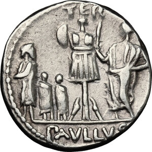 reverse: L. Aemilius Lepidus Paullus. . AR Denarius, 62 BC