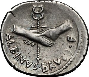 reverse: C. Pansa and Albinus Bruti f.. AR Denarius, 48 BC