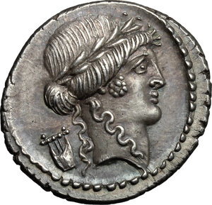 obverse: P. Clodius M.f. Turrinus.. AR Denarius, 42 BC