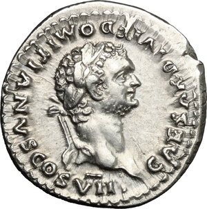 obverse: Domitian as Caesar (69-81).. AR Denarius, 80 AD