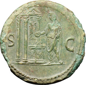 reverse: Domitian (81-96).. AE Sestertius, Rome mint, 85 AD