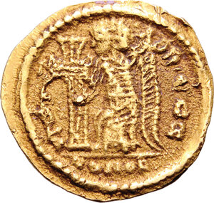 reverse: The Visigoths in Gallia (417-507). . AV Tremissis, in the name of Libius Severus (461-465). Tolouse or Narbonne mint, mid 5th century AD