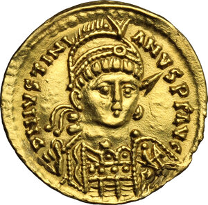 obverse: Ostrogothic Italy, Athalaric (526-534).. AV Solidus in the name of Justinian I, Rome mint, c. 527-530 AD