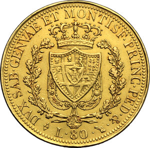 reverse: Carlo Felice (1821-1831).. 80 lire 1824 Torino