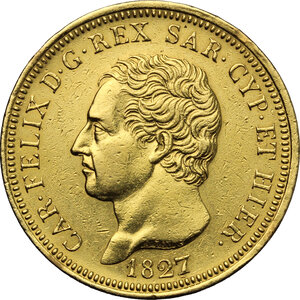 obverse: Carlo Felice (1821-1831). 80 lire 1827 Torino