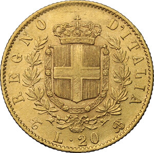 reverse: Vittorio Emanuele II  (1861-1878). 20 lire 1866 Torino