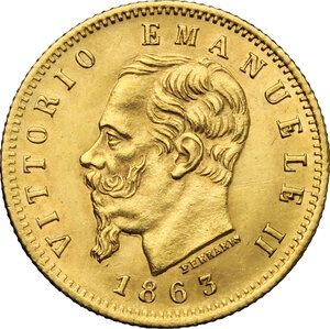 obverse: Vittorio Emanuele II  (1861-1878). 5 lire 1863