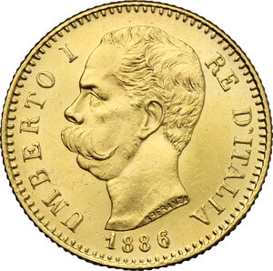 obverse: Umberto I (1878-1900). 20 lire 1886