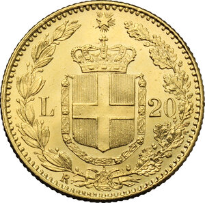 reverse: Umberto I (1878-1900). 20 lire 1886