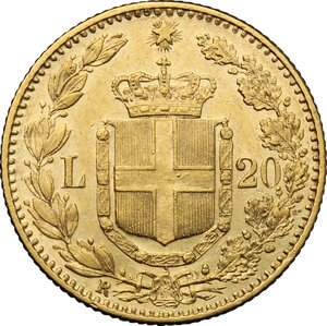 reverse: Umberto I (1878-1900). 20 lire 1890