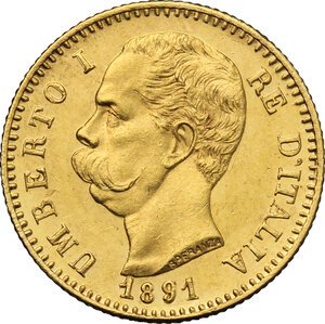 obverse: Umberto I (1878-1900). 20 lire 1891