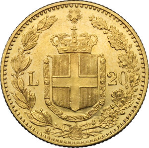 reverse: Umberto I (1878-1900). 20 lire 1891