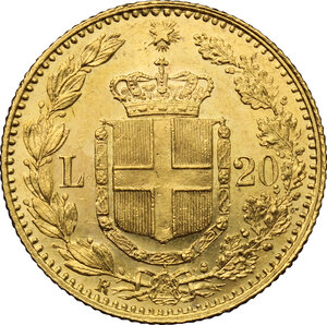 reverse: Umberto I (1878-1900).. 20 lire 1897
