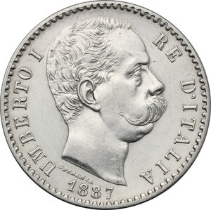 obverse: Umberto I (1878-1900).. 2 lire 1887 Roma