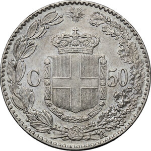 reverse: Umberto I (1878-1900). 50 centesimi 1892