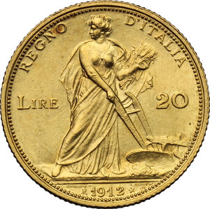 reverse: Vittorio Emanuele III (1900-1943). 20 lire 1912
