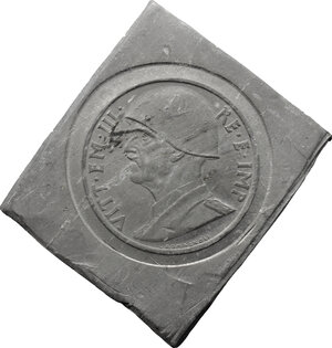 obverse: Vittorio Emanuele III (1900-1943). 5 lire 1940, progetto su due lamine in piombo