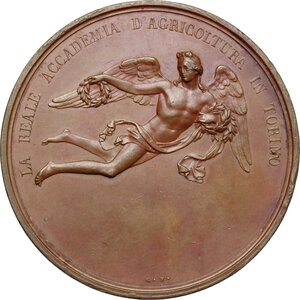 reverse: Carlo Alberto (1798-1849).. Medaglia premio della Reale Accademia d agricoltura di Torino
