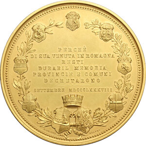 reverse: Umberto I (1878-1900).. Medaglia 1888, per ricordare la visita alle Provincie della Romagna