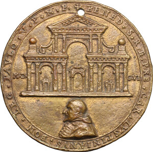 obverse: Paolo V (1605-1621), Camillo Borghese.. Medaglia 1606, per la posa della prima pietra della Chiesa di San Paolo Decollato a Bologna