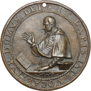 obverse: Paolo V (1605-1621), Camillo Borghese.. Medaglia 1619, per la posa della Prima pietra della Chiesa di Santa Maria Lacrimosa di Bologna