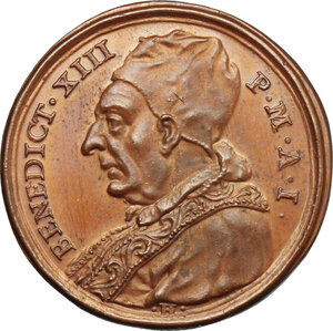 obverse: Benedetto XIII (1724-1730) Pietro Francesco Orsini.. Medaglia A. I, per l elezione al Pontificato