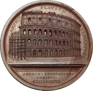 reverse: Pio VII (1800-1823), Barnaba Chiaramonti. Medaglia 1806, per i restauri del Colosseo, iniziati in quell anno