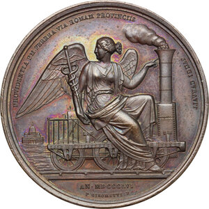 reverse: Pio IX  (1846-1878), Giovanni Mastai Ferretti. Medaglia annuale, A. XII, per la prima ferrovia pontificia