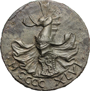 reverse: Sigismondo Pandolfo Malatesta (1432-1468), Signore di Rimini.. Medaglia 1446