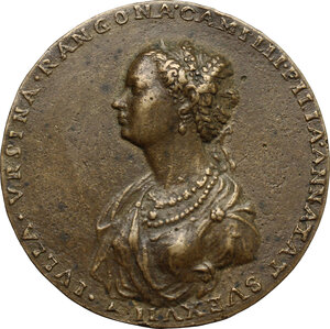 obverse: Giulia Orsini (1537-1598), moglie di Baldassarre Rangoni. Medaglia 1554, per le nozze
